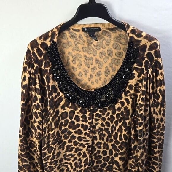 INC International Concepts Women's Leopard Print Cardigan Sweater Sz 1X - NWT - Picture 2 of 11